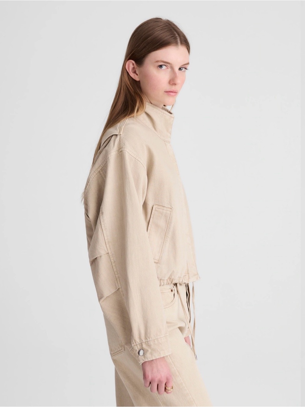 Madewell Denim Field Crop Funnel Neck Jacket in Khaki - S - Sold Out Online! - Picture 11 of 11